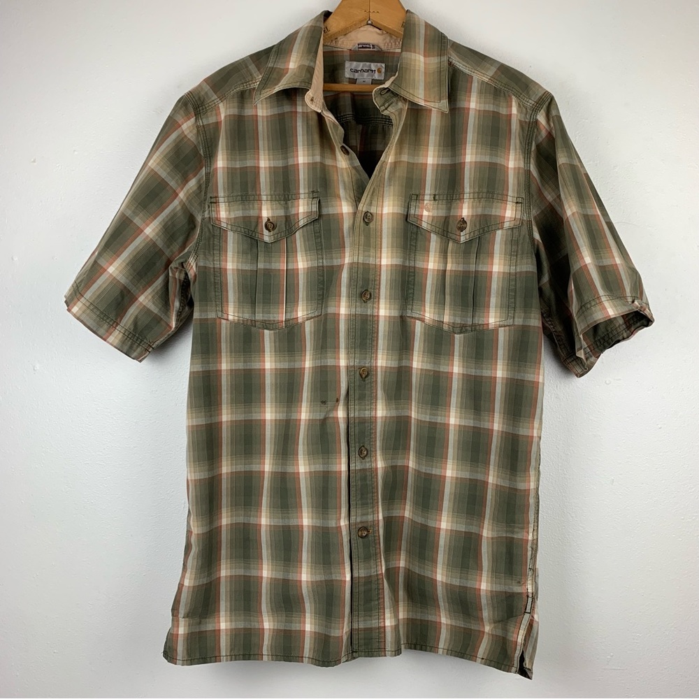 Carhartt Shirt‎ Mens Medium Multicolor Relaxed Fit Pockets Outdoor Work Office